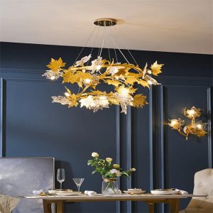 Glass maple leaf art LED decorative lights